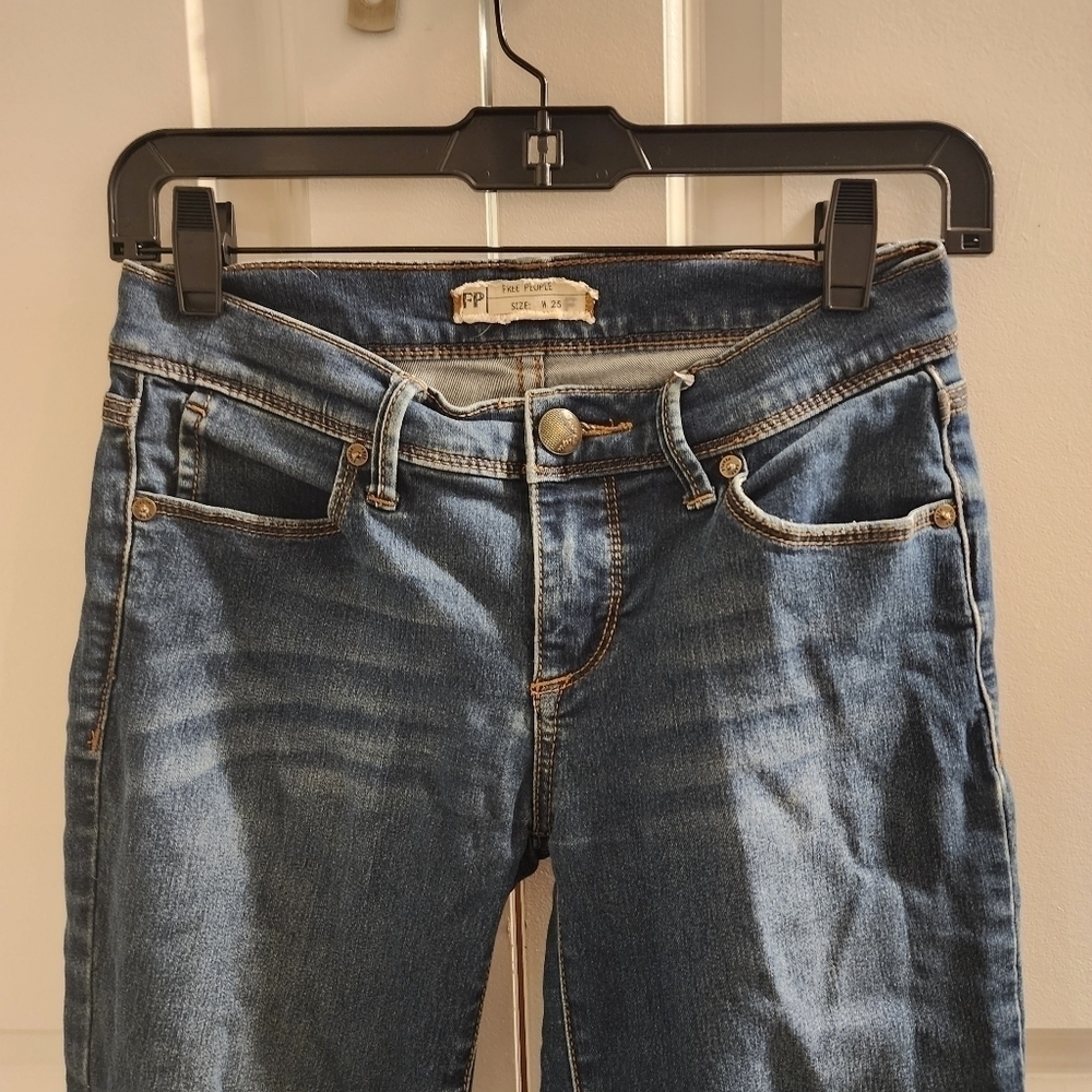 free people ankle skinny straight crop low rise y2k jeans size 25 - Picture 5 of 13